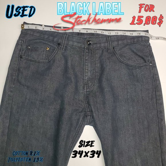Black Label Stockhomme - Black Jeans - 34x34 - Used - Picture 1 of 13